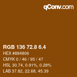 カラーコード: RGB 136 72.8 6.4 | qconv.com