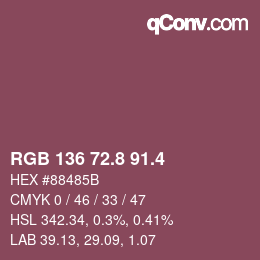 カラーコード: RGB 136 72.8 91.4 | qconv.com