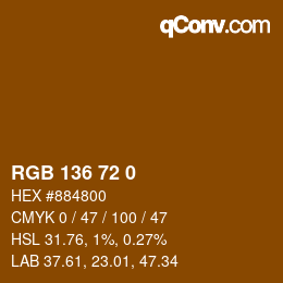 Color code: RGB 136 72 0 | qconv.com