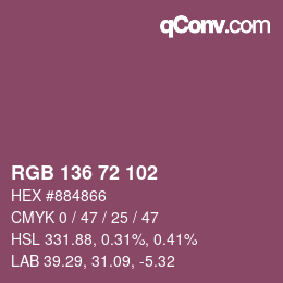 Color code: RGB 136 72 102 | qconv.com