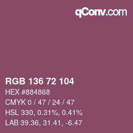 カラーコード: RGB 136 72 104 | qconv.com