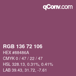 Color code: RGB 136 72 106 | qconv.com