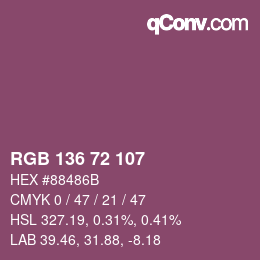 Color code: RGB 136 72 107 | qconv.com