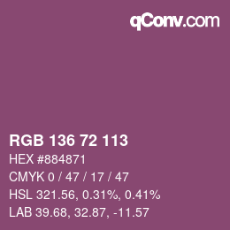 Color code: RGB 136 72 113 | qconv.com
