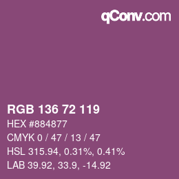 Color code: RGB 136 72 119 | qconv.com