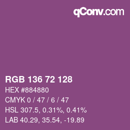 Color code: RGB 136 72 128 | qconv.com