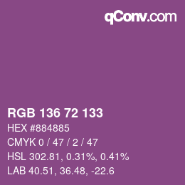 Color code: RGB 136 72 133 | qconv.com