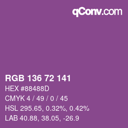 Color code: RGB 136 72 141 | qconv.com