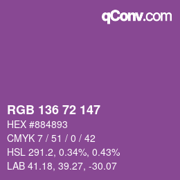 Color code: RGB 136 72 147 | qconv.com