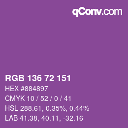 Color code: RGB 136 72 151 | qconv.com