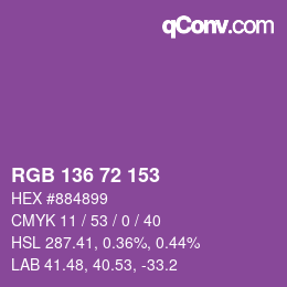 Color code: RGB 136 72 153 | qconv.com