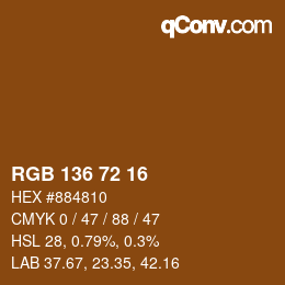 Color code: RGB 136 72 16 | qconv.com