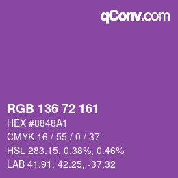 Color code: RGB 136 72 161 | qconv.com