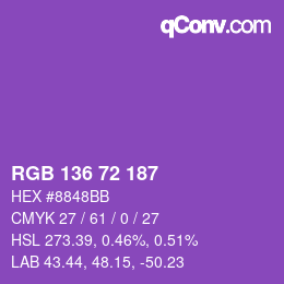 カラーコード: RGB 136 72 187 | qconv.com