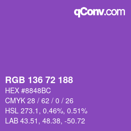 Color code: RGB 136 72 188 | qconv.com