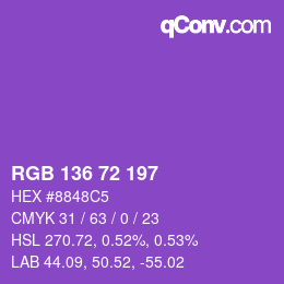 Color code: RGB 136 72 197 | qconv.com