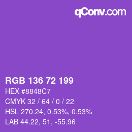 Color code: RGB 136 72 199 | qconv.com