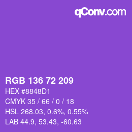 Color code: RGB 136 72 209 | qconv.com