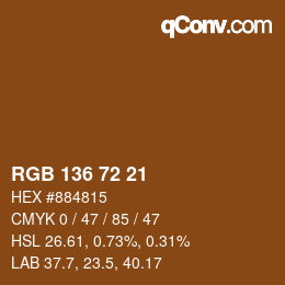 Color code: RGB 136 72 21 | qconv.com