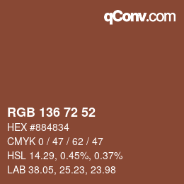 Color code: RGB 136 72 52 | qconv.com