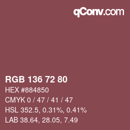 Color code: RGB 136 72 80 | qconv.com