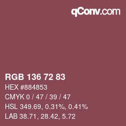 Color code: RGB 136 72 83 | qconv.com
