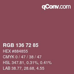 Color code: RGB 136 72 85 | qconv.com