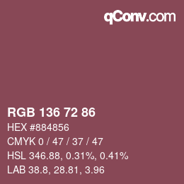 Color code: RGB 136 72 86 | qconv.com
