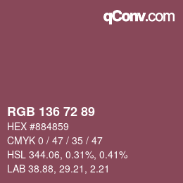 Color code: RGB 136 72 89 | qconv.com