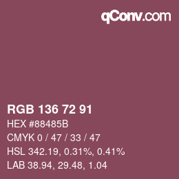 Color code: RGB 136 72 91 | qconv.com