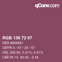 Color code: RGB 136 72 97 | qconv.com