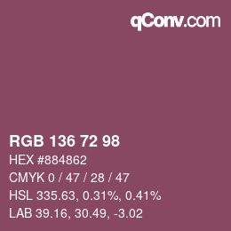 Color code: RGB 136 72 98 | qconv.com