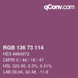 颜色代码: RGB 136 73 114 | qconv.com