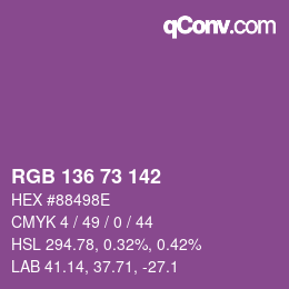 Color code: RGB 136 73 142 | qconv.com