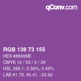 カラーコード: RGB 136 73 155 | qconv.com