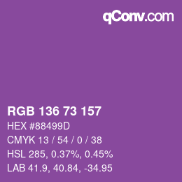 颜色代码: RGB 136 73 157 | qconv.com