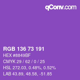 Color code: RGB 136 73 191 | qconv.com