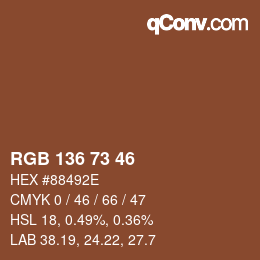 Color code: RGB 136 73 46 | qconv.com