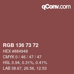 Color code: RGB 136 73 72 | qconv.com