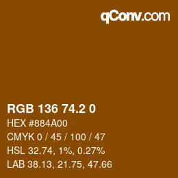 Farbcode: RGB 136 74.2 0 | qconv.com