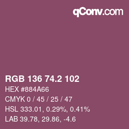 カラーコード: RGB 136 74.2 102 | qconv.com