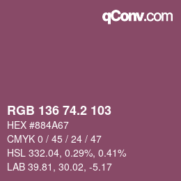 カラーコード: RGB 136 74.2 103 | qconv.com