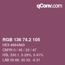 カラーコード: RGB 136 74.2 105 | qconv.com