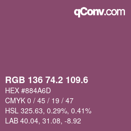 カラーコード: RGB 136 74.2 109.6 | qconv.com