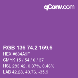 カラーコード: RGB 136 74.2 159.6 | qconv.com