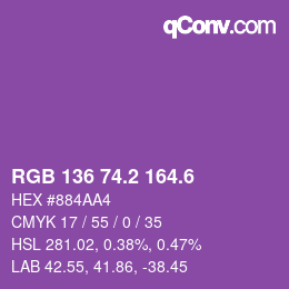カラーコード: RGB 136 74.2 164.6 | qconv.com