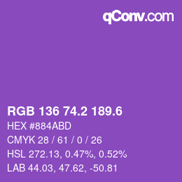 カラーコード: RGB 136 74.2 189.6 | qconv.com