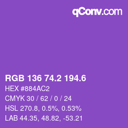 カラーコード: RGB 136 74.2 194.6 | qconv.com