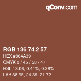 Color code: RGB 136 74.2 57 | qconv.com