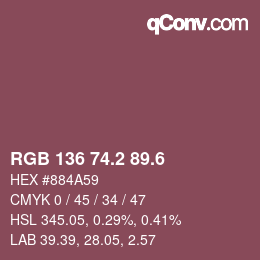 カラーコード: RGB 136 74.2 89.6 | qconv.com